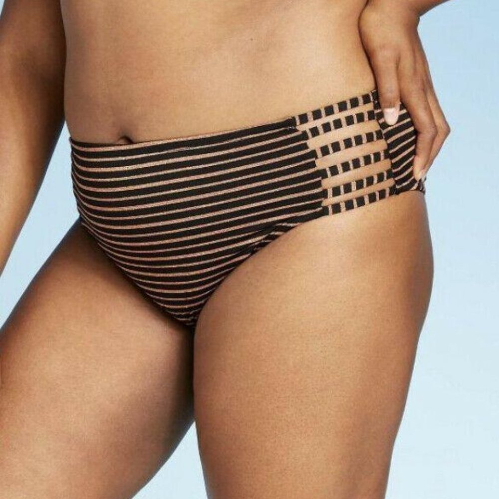 PLUS SZ STRAPPY CHEEKY BIKINI BOTTOM 14W